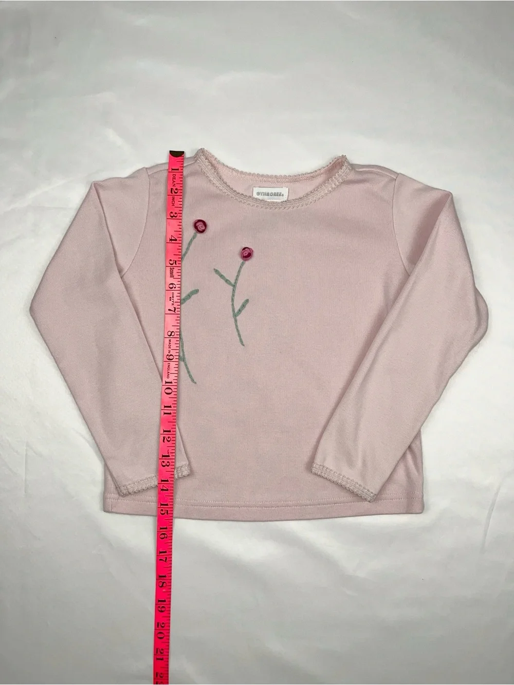 Gymboree 1999 Floral Embroidered Long Sleeve Pink Vintage Shirt 5-6 Years